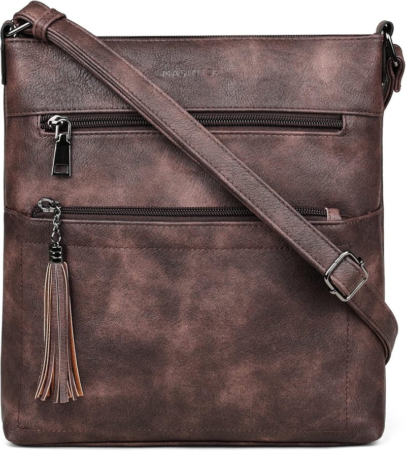 MASINTOR Crossbody Purses for Women, Multi Pocket Casual Crossbody Bag, Adjustable Strap Shoulder Bag with Tassel - Image 1